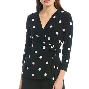 Anne Klein Polka Dot Faux-Wrap Top
